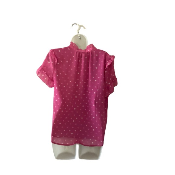 J. Crew Women's Pink/White Short Sleeve Ruffled Top Size Small Pre-Owned - Picture 5 of 6